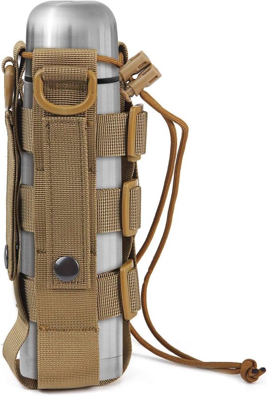 Tactische waterfles pouch - Flessenhouder - Waterfleshouder - Waterdichte waterkoker tas houder - Bergsportaccessoires - Verstelbare - Water flessenzakken - Waterfles houder tas met trekkoord - Voor wandelen camping reizen sport - Bruin