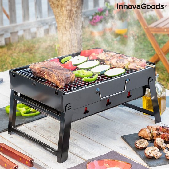 Tafelbarbecue – Draagbare Barbecue – Barbecue – Tafelbarbecue houtskool – bbq – Opvouwbare bbq – Kleine barbecue – Opvouwbare barbecue – bbq houtskool – Zwart van Perel