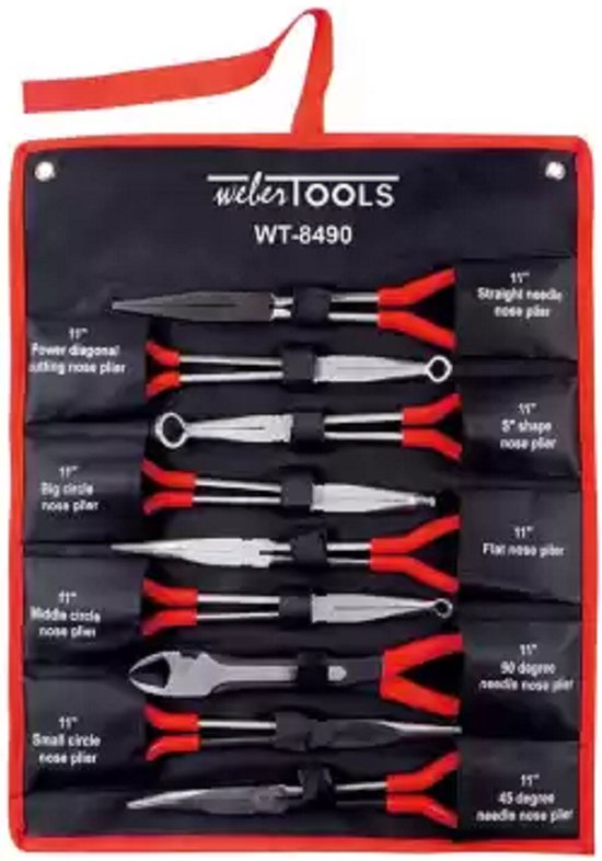 Tangen set lange uitvoering 9-delig-Weber Tools -Universele set tangen voor verschillende doeleinden. van T