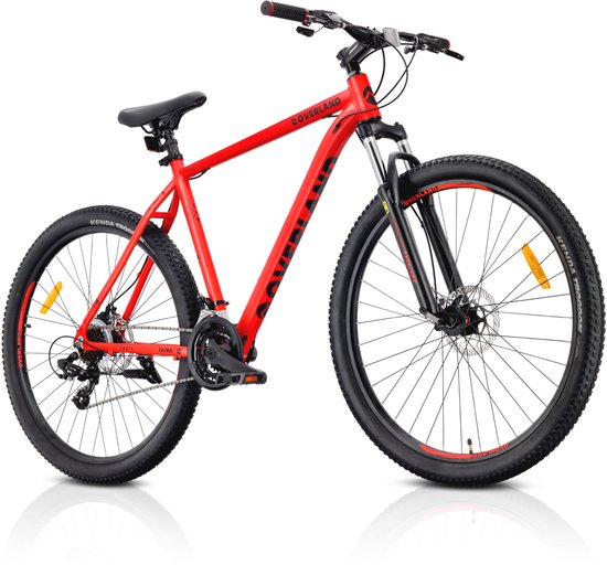 Tatra Bikes Mountainbike 29" Overland, MTB-fiets voor dames en heren, fiets 29" - 21 inch aluminium frame, 21 versnellingen, schokdemper, schijfremmen - Rood-Zwart van Merkloos