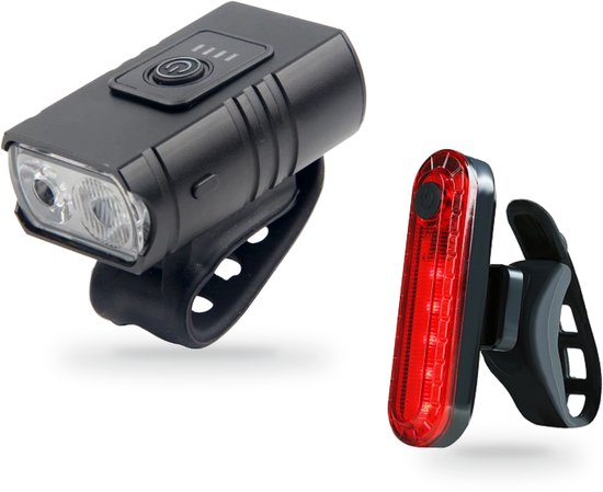 Tech Essentials Fietsverlichting Set - Fietslamp Voorlicht en Achterlicht - USB Oplaadbaar - 1000 Lumen - 6 Standen - Fietslampjes