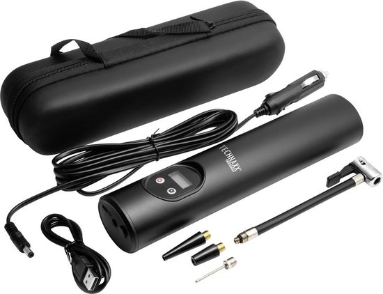 Technaxx TX-157 Compressor - Luchtcompressor tot 8 bar - Bandenpomp - Elektrische Fietspomp - Ballenpomp - Incl. 1 accu & Opbergbox