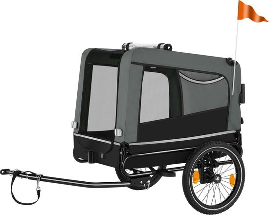tectake Hondenfietskar 3-in-1 - Grijs - 40kg - Opvouwbaar - Fiets & Buggy van Tectake