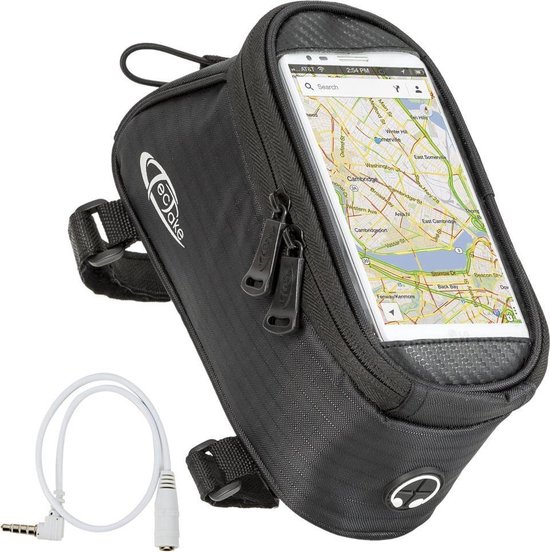 tectake® Mobiele Telefoon Frametas - Bovenbuistas Waterafstotend - Navigatiehouder voor Fiets - Verschillende Kleuren en Maten (Zwart - Maat M) van Tectake