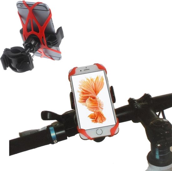 Telefoonhouder Fiets met 360 graden Rotatie | Stevig & Stabiel | Ook voor Scooter & Motor Gsm Telefoon Houder fiets | Anti shock & Vibratie ontwerp | Fietshouder Smartphone Mobiel | Zwart met rood van T