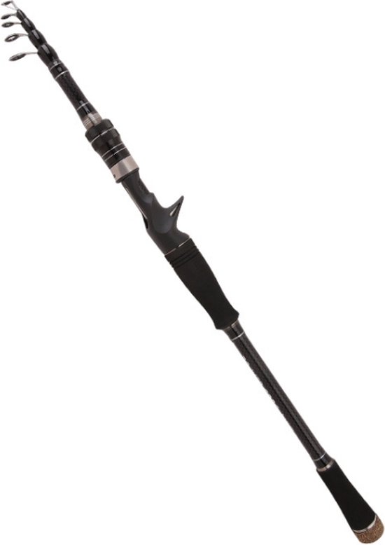 Telescopische luxe vishengel van Improducts - vis hengel is 270 cm (2.70M) lang en van Carbon super licht en zeer sterk en ook geschikt voor KARPER EN ZEEVIS. van T