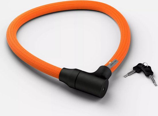 TEXLOCK Orbit - fietsslot - 100cm - Oranje - ART-2 - gehard staal - textiel omhuld van Merkloos
