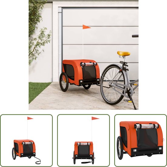 The Living Store Fietskar Honden - Oranje/Zwart - 136 x 69 x 73.5 cm - Duurzaam frame van The Living Store