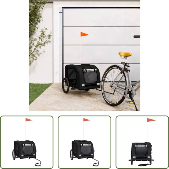 The Living Store Fietskar Hondenkar - Oxford stof - 133.5 x 69 x 73.5 cm - IJzeren frame - Zwart van The Living Store