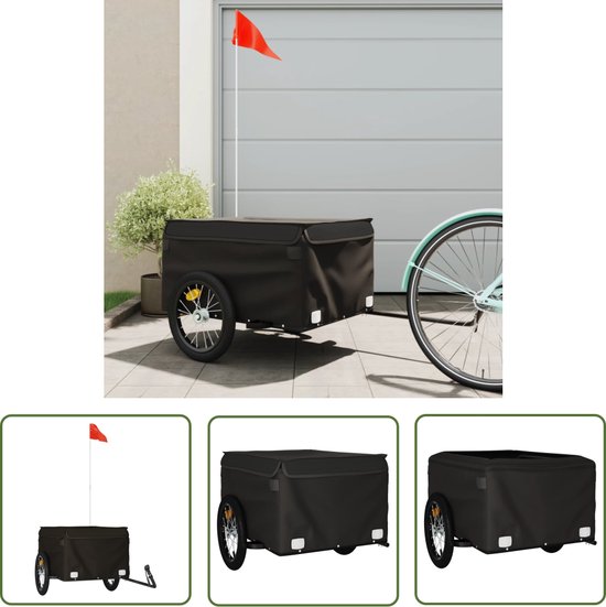 The Living Store Fietskar - IJzeren constructie - 124 x 62.5 x 52 cm - Zwart van T