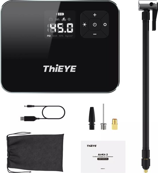 ThiEye Airkit 2 - Compressor - Luchtcompressor - Draadloos - Met ingebouwde batterij - 150 PSI - 2 x 2000mAh