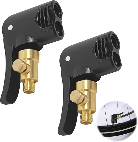 Thijox - 2 Stuks Adapter Frans Ventiel Messing Presta naar Schrader Autoventiel Hevelaansluiting voor Compressor, Sclaverandventiel Fietsventiel Adapt