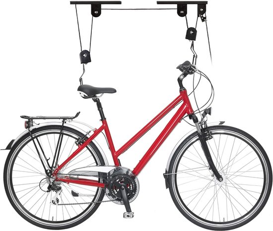 Thijox - Fietslift Plafond 30 kg - Fietstakel met Katrol voor Garage en Kelder tot 4 m Hoog, Ruimtebesparend en Handig, Zwart