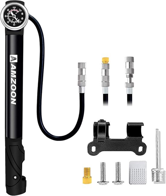 Thijox - Fietspomp met Manometer en Verlengde Slang, Mini-Fietspomp voor Schrader en Presta Ventielen, Ideaal voor Mountainbikes, BMX, Hybride Fietsen