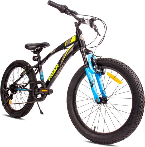 Tiger Bike Kinderfiets voor jongens van 6 tot 10 jaar, 20 inch Zwart Groen Blauw, wielmaat te kiezen uit 6 versnellingen Shimano, in hoogte verstelbaar van Tiger Bike