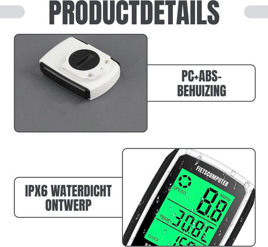 TIM® Kilometerteller Fiets - Kilometerteller - Wit- 6cm x 5cmx 2cm; 50 g