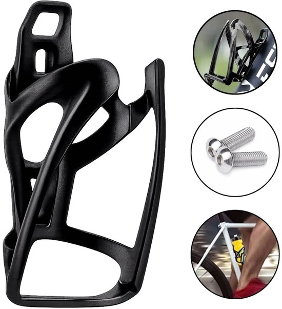 Tomec® Bidonhouder Fiets - Universele Flessenhouder - Bekerhouder voor Racefiets, Mountainbike, Kinderwagen en Buggy - Zwart van Merkloos
