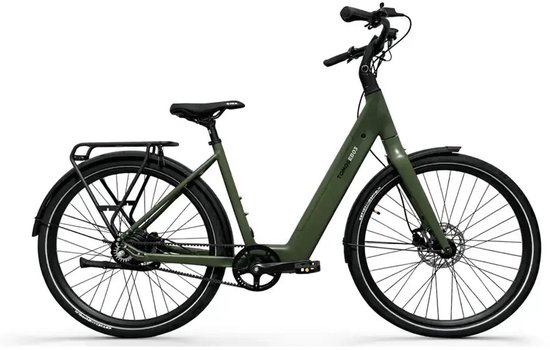 Tomos EB 03 - Elektrische Fiets - 28 inch - 250W motor - Actieradius tot 70 km - Hydraulische schijfremmen - 360Wh accu - Lage instap - Olijfgroen Mat