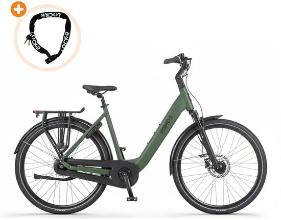 Tomos EB 14 - Elektrische Fiets - 28 inch - 250W motor - Actieradius tot 160 km - 7 versnellingen - Hydraulische schijfremmen - Legergroen Mat