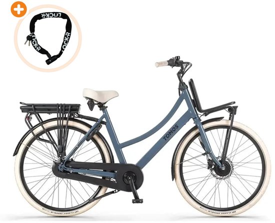 Tomos EB 16 - Elektrische Fiets - 28 inch - 250W motor - Actieradius tot 140 km - 7 versnellingen - Hydraulische schijfremmen - Blauwgrijs Glans