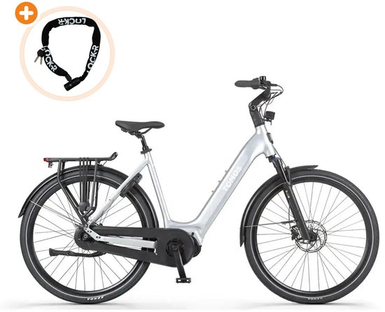 Tomos EB 18 - Elektrische Fiets - 28 inch - 250W motor - Actieradius tot 160 km - 7 versnellingen - Hydraulische schijfremmen - Zilver Champagne Glans