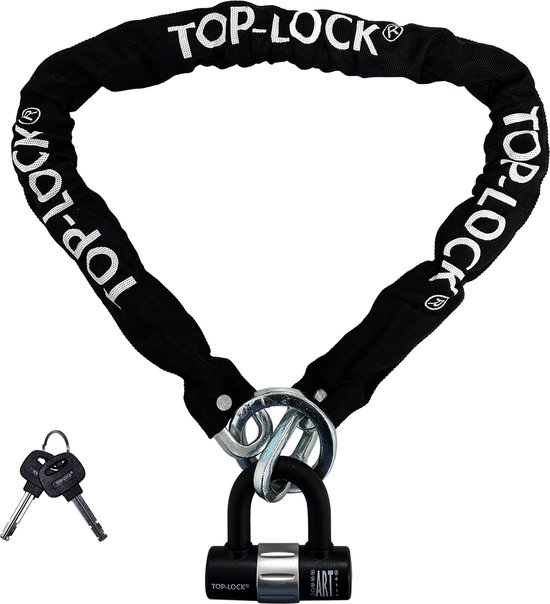 Top-Lock Art 3 Scooterslot / Brommerslot - Kettingslot + Loop - Gekeurd Slot voor Scooter en Brommer - Ketting met Gehard Stalen Schakels - 120 cm van T
