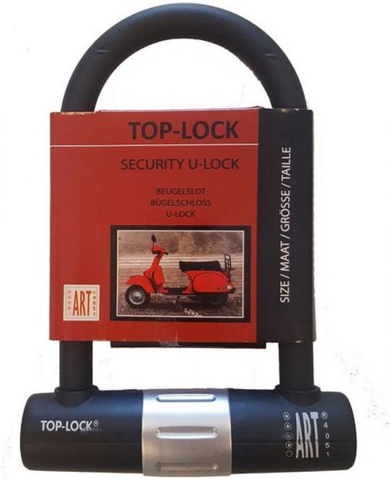 Top-Lock Art 4 Beugelslot - Motorslot / Scooterslot - Gehard Stalen Beugel - Art Gekeurd Slot voor Motor en Scooter & Brommer - 24,5 cm van T