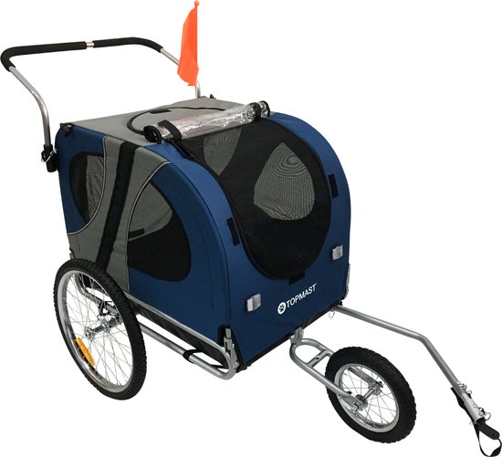 Topmast Easy Flow Hondenfietskar - Met Jogger Functie - Opvouwbaar - Blauw - Large van T