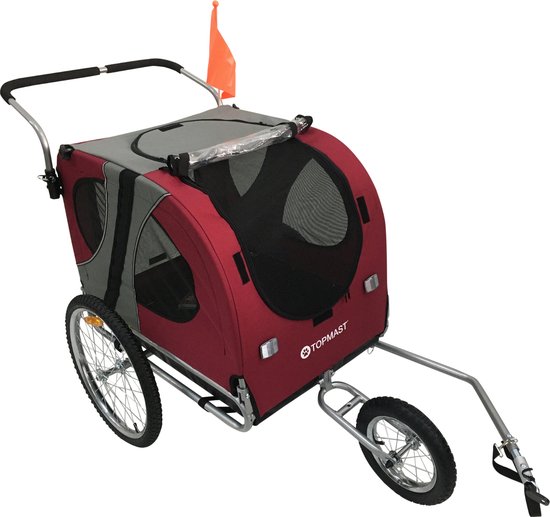 Topmast Easy Flow Hondenfietskar - Met Jogger Functie - Opvouwbaar - Rood - Large van T