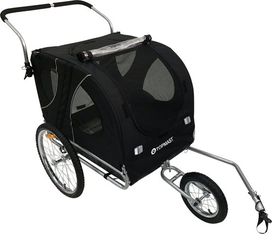 Topmast Easy Flow Hondenfietskar - Met Jogger Functie - Opvouwbaar - Zwart - Large van T