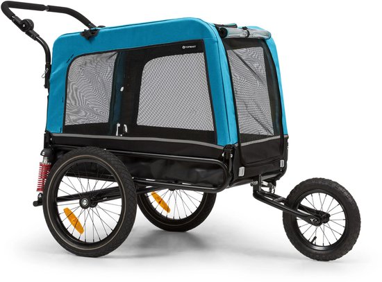 TOPMAST FOCUS 2-in-1 Hondenfietskar - Hondenbuggy - 240 Liter - 600D Oxford Blauw - Fietsaanhanger voor honden - Fietskar voor honden - Laatste stuks !
