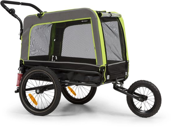 TOPMAST FOCUS 2-in-1 Hondenfietskar - Hondenbuggy - 240 Liter - 600D Oxford Groen - Fietsaanhanger voor honden - Fietskar voor honden - Laatste stuks!
