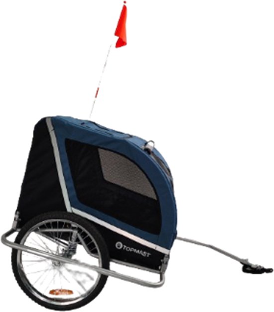 Topmast Hondenfietskar Ease - Met vering - Fietsaanhanger voor honden - Opvouwbaar - Blauw van T