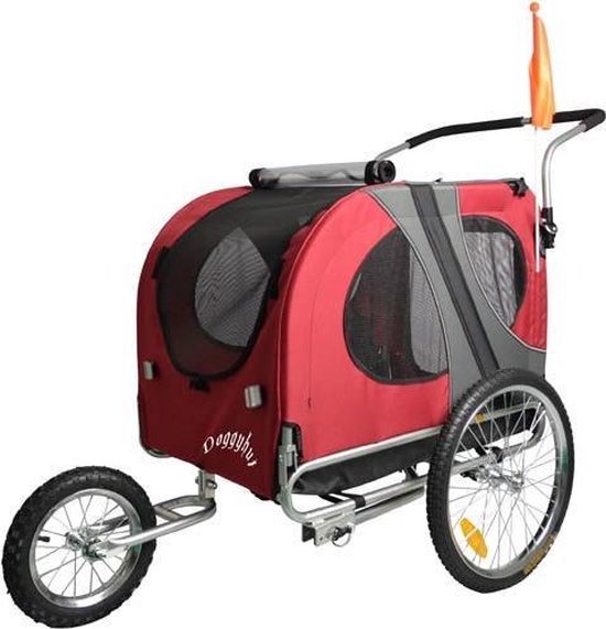 Topmast Hondenfietskar - Fietskar -Hondenaanhanger Large Rood + Joggerfunctie van T