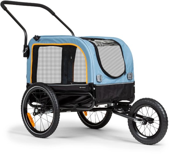 TOPMAST VARIO 2-in-1 Hondenaanhanger & Hondenbuggy Blauw Zwart - Fietsaanhanger voor honden- Fietskar voor honden - Laatste stuks ! van Merkloos
