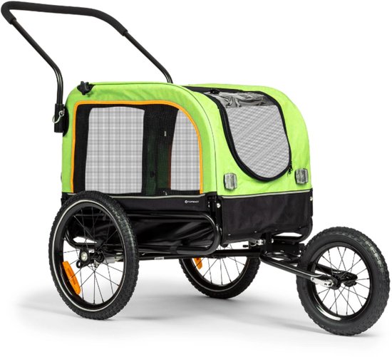 TOPMAST VARIO 2-in-1 Hondenaanhanger & Hondenbuggy Groen Zwart - Fietsaanhanger voor honden- Fietskar voor honden - Laatste stuks van Topmast
