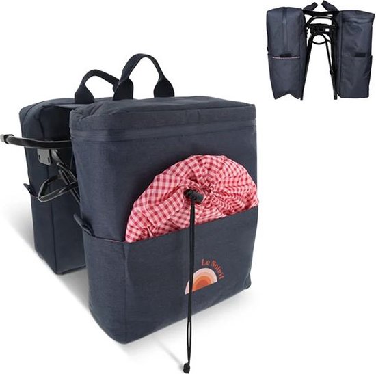 Toppoint Dubbele (Koel) Picknick Fietstas R-PET - 26 x 13 x 34 cm - Donkerblauw van Toppoint