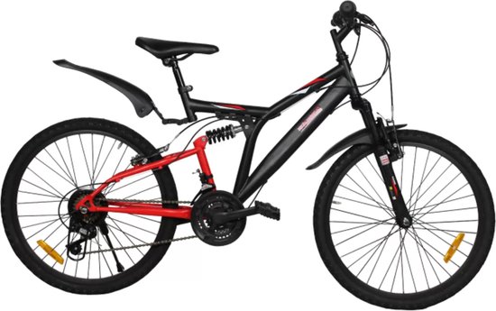 Tounis Mountainbike 24'' Mat Black / Mat Red