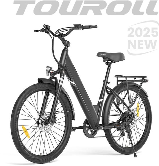 Touroll J1 Pro Elektrische Fiets 36V 15,6Ah 250W - Zwart - Hydraulische Schijfremmen - 100km Bereik - 7 Versnellingen Shimano van Touroll