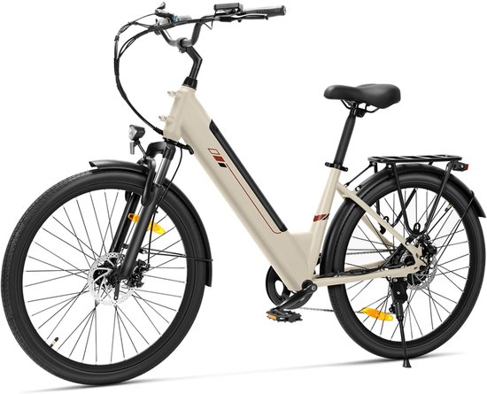 Touroll J2 ST Elektrische Fiets / E-bike - 250W Motor - 45 Nm - 100 km Actieradius - Shimano 7 Versnellingen - Lage Instap - Bagagedrager - Zand