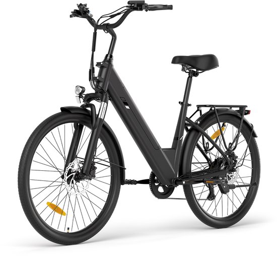Touroll J2 ST Pro stap-in elektrische fiets 26 inch | 250W motor 45Nm, hydraulische schijfremmen, Shimano 7 versnellingen, 561,6Wh afneembare accu tot 100km actieradius, voorvering, IPX4 waterbestendig, max 120kg