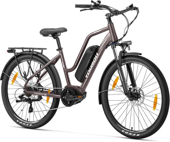Touroll MA2 Middenmotor elektrische fiets 250W motor 25km/h externe batterij Europese standaard Donkerbruin van Touroll