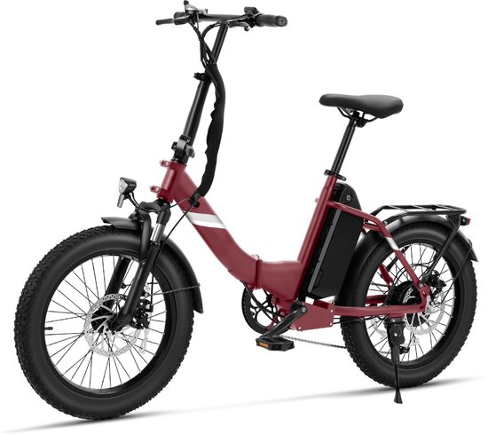 Touroll S3 Elektrische Fiets | Opvouwbare Fatbike | 20"x3.0" Banden | 468Wh Verwijderbare Accu | 65 km Actieradius | 40 Nm Motor | Lage Instap | Schijfremmen | Shimano 7 Versnellingen, Rood