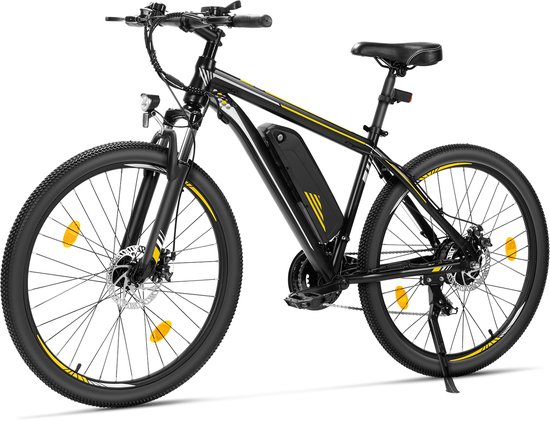 Touroll U1 26-inch Off-Road Tire elektrische MTB fiets met 250W motor, 36V 13Ah verwisselbare batterij, max 65km actieradius, Shimano 21 versnellingen schijfrem IPX4 waterdicht - Zwart van Touroll