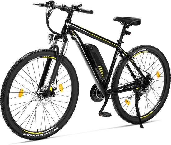 Touroll U1 29-inch Off-Road Tire elektrische MTB fiets met 250W motor,,36V 13Ah verwisselbare batterij, max 65km actieradius, Shimano 21 versnellingen schijfrem IPX4 waterdicht - Zwart