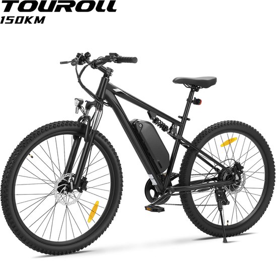 Touroll U3 Pro Elektrische Mountainbike | 48V 720Wh Accu | 150 km Actieradius | 70 Nm Motor | Volledige Vering | Hydraulische Schijfremmen | Shimano 7 Versnellingen | 29 inch E-Bike, Zwart