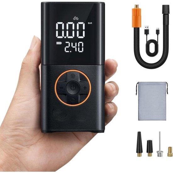 TOVBMUP Draadloze elektrische luchtpomp - Draagbare fietspomp - LED-lamp - Voor fietsen, e-bikes, auto's, motoren, ballen - Opblaasbare banden