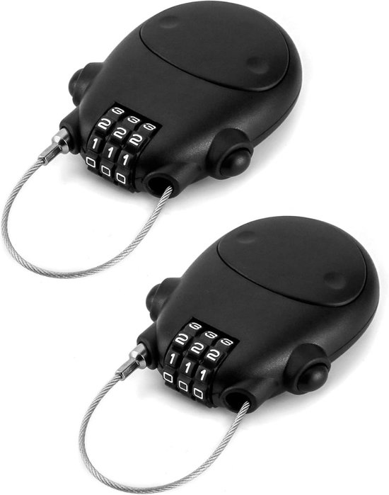 TOVBMUP Fietsslot - 2-pack - Kabelslot - met 3 combinatieknoppen - 75 cm stalen kabel - Scooterslot - Kinderfietsslot - Geschikt voor fietsen, motoren en bagage - Zwart van Merkloos