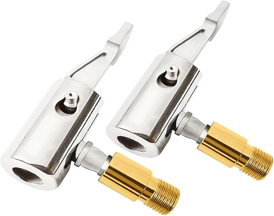 TOVBMUP Klem voor autoluchtpomp - Bandenventiel - Schroefdraadmondstuk voor autoluchtpomp - Adapter - Ventielsteelplug voor auto - Bandenpompmondstuk - Draagbaar bandenventielmondstuk - Mondstukconnector - Voor autobandenpomp - 2 stuks