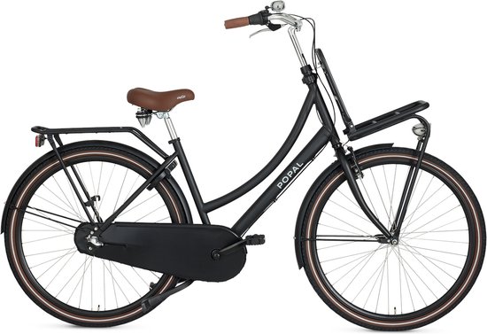 Transportfiets Popal Daily Dutch Basic+ 3N 28'' Mat Zwart - Maat: 47cm, Kleur: Mat Zwart